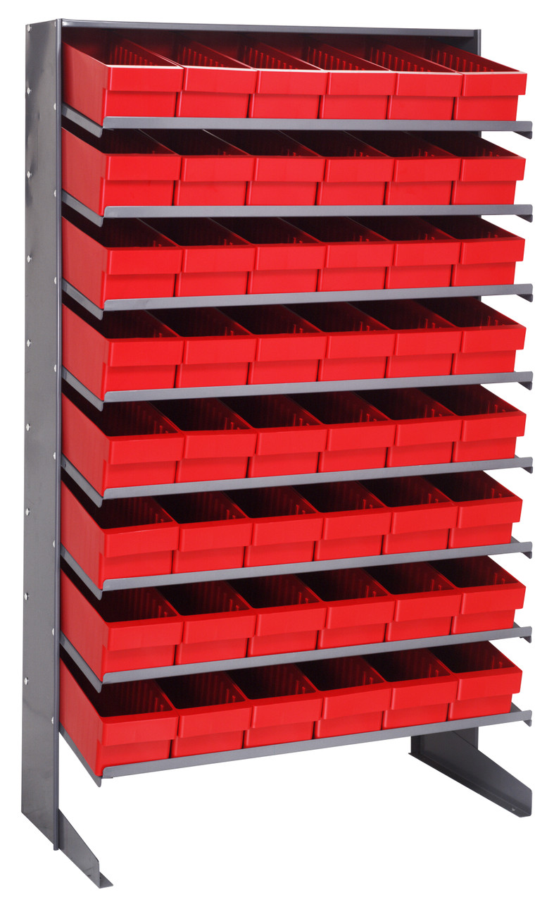 Pick Rack, slopped, single sided, Gray, Red, Carbon Steel, QPRS-602RD