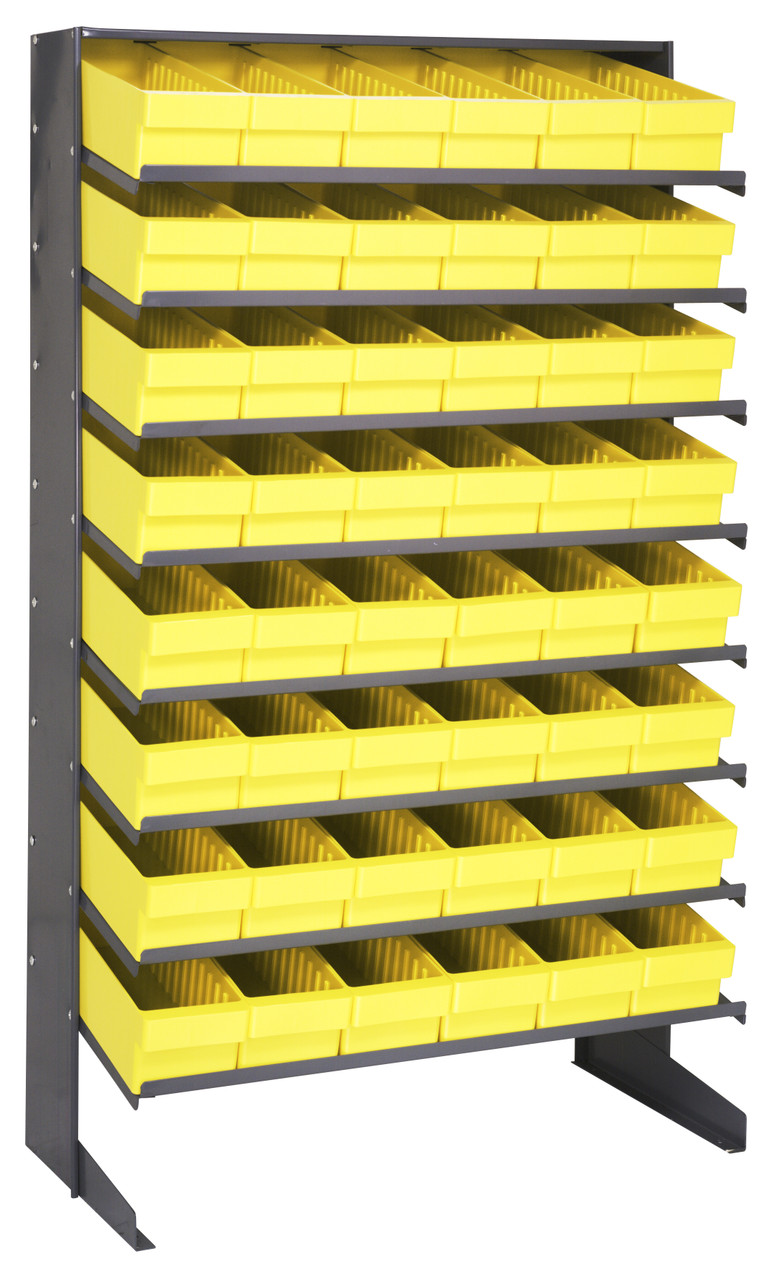 Pick Rack, slopped, single sided, Gray, Yellow, Carbon Steel, QPRS-602YL