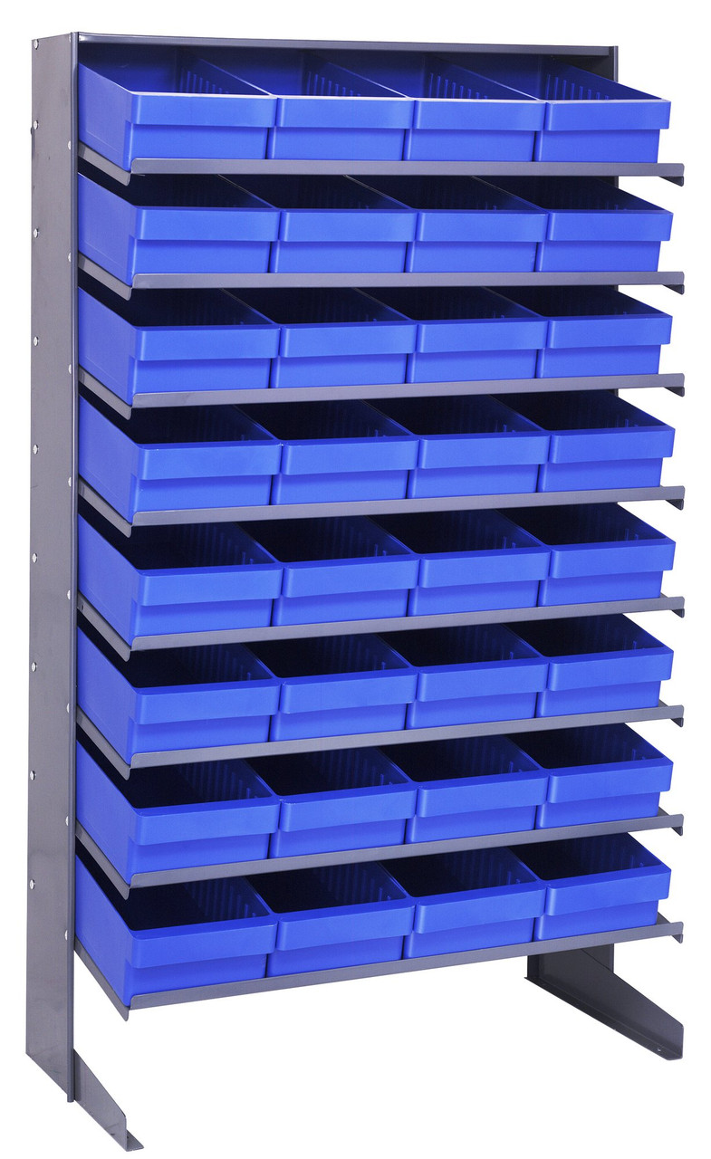 Pick Rack, slopped, single sided, Gray, Blue, Carbon Steel, QPRS-606BL