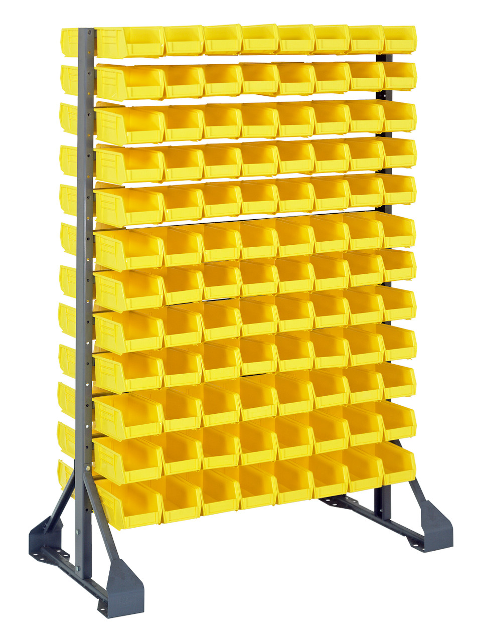 Rail Rack, double sided, 36"L x 20"W x 53"H, Gray, Yellow, Carbon Steel, QRU-12D-220-192YL