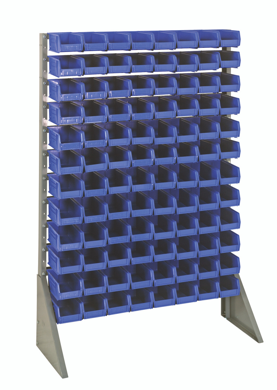 Rail Rack, single sided, 36"L x 15"W x 53"H, Gray, Blue, Carbon Steel, QRU-12S-220-96BL