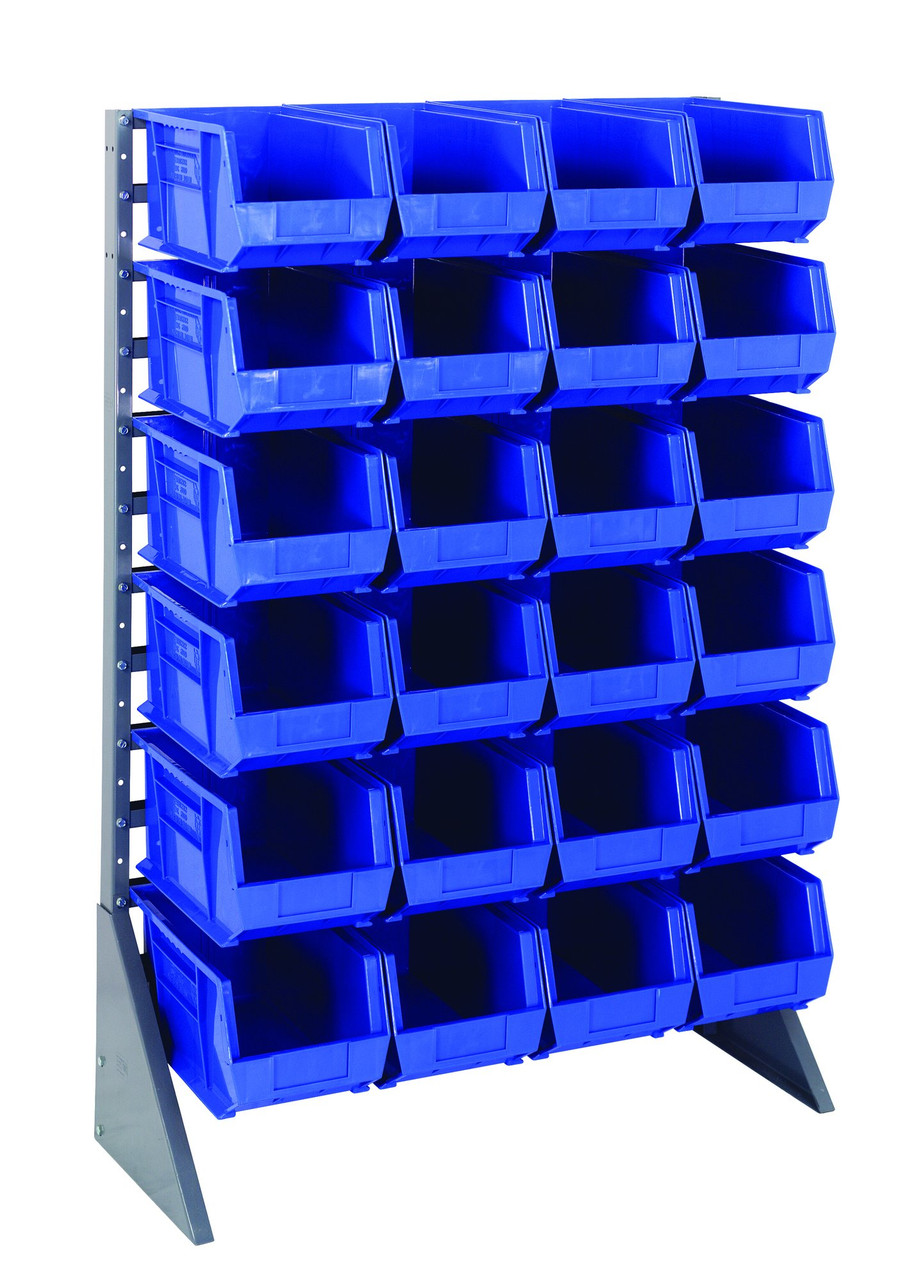 Rail Rack, single sided, 36"L x 15"W x 53"H, Gray, Blue, Carbon Steel, QRU-12S-240-24BL
