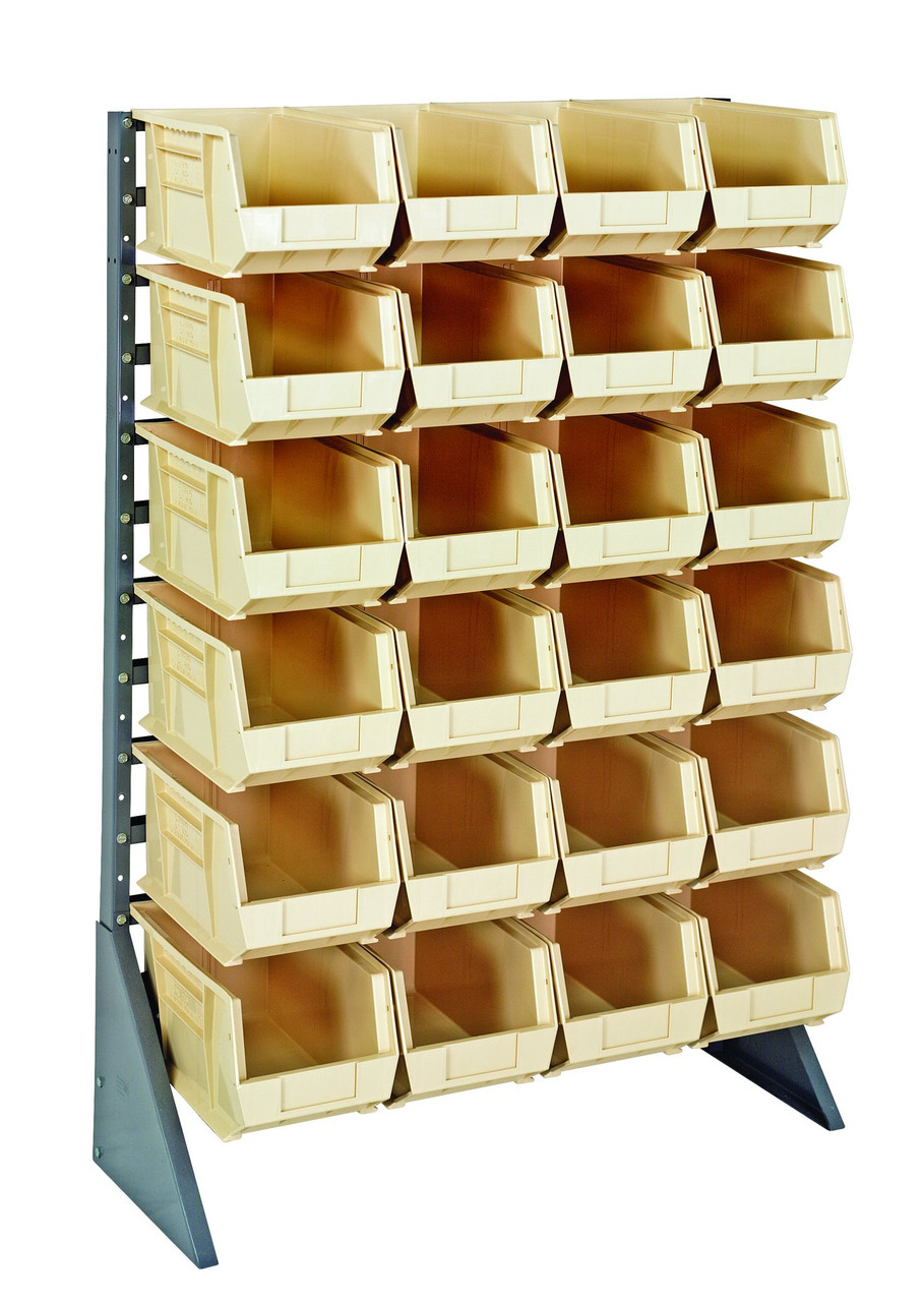 Rail Rack, single sided, 36"L x 15"W x 53"H, Gray, Ivory, Carbon Steel, QRU-12S-240-24IV