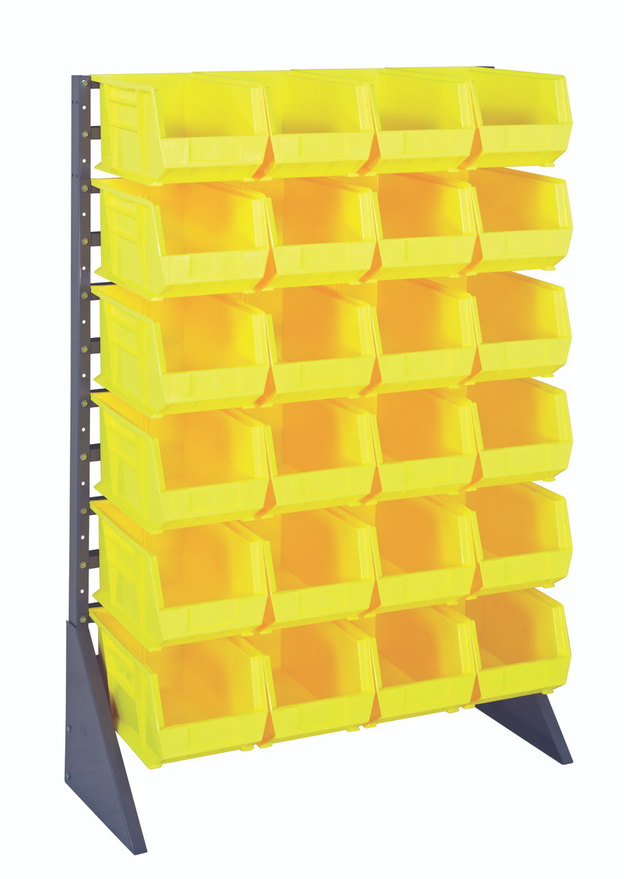 Rail Rack, single sided, 36"L x 15"W x 53"H, Gray, Yellow, Carbon Steel, QRU-12S-240-24YL