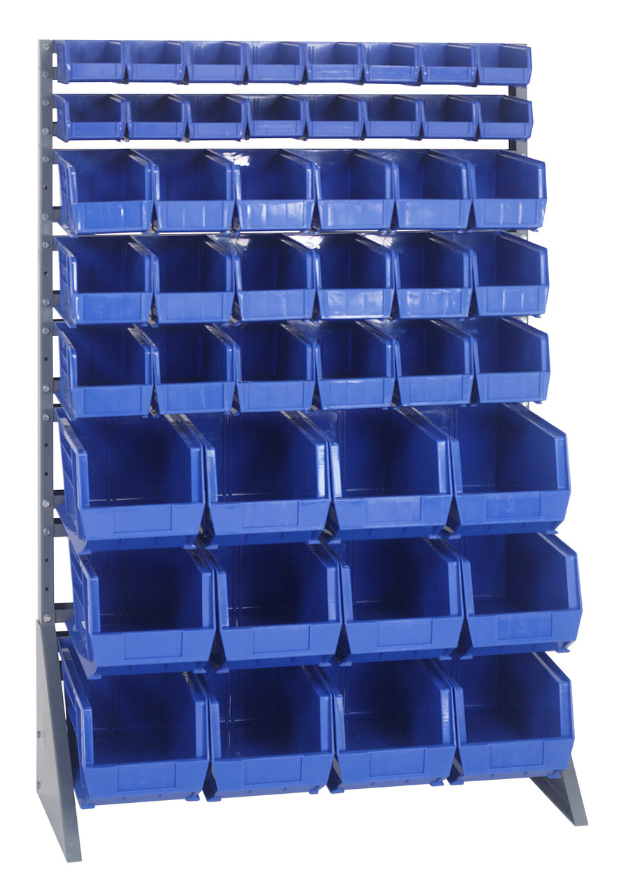 Rail Rack, single sided, 36"L x 15"W x 53"H, Gray, Blue, Carbon Steel, QRU-16S-220230240BL