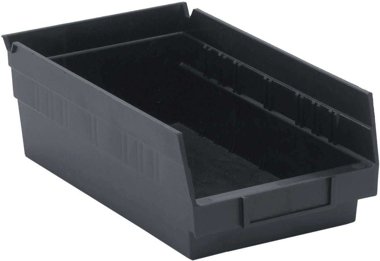 Economy shelf bin, nesting, 11-5/8"D x 6-5/8"W x 4"H, Black, Black, Polypropylene, QSB102BKCS