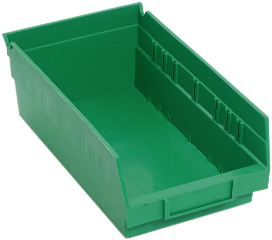 Economy shelf bin, nesting, 11-5/8"D x 6-5/8"WD x 4"H, Green, Green, Polypropylene, QSB102GNCS