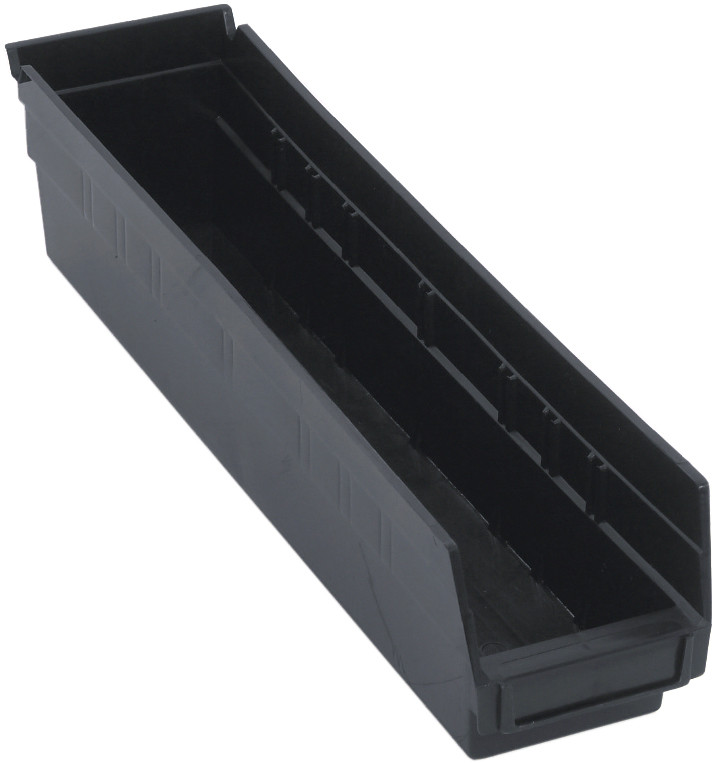 Economy shelf bin, nesting, 17-7/8"D x 4-1/8"W x 4"H, Black, Black, Polypropylene, QSB103BKCS