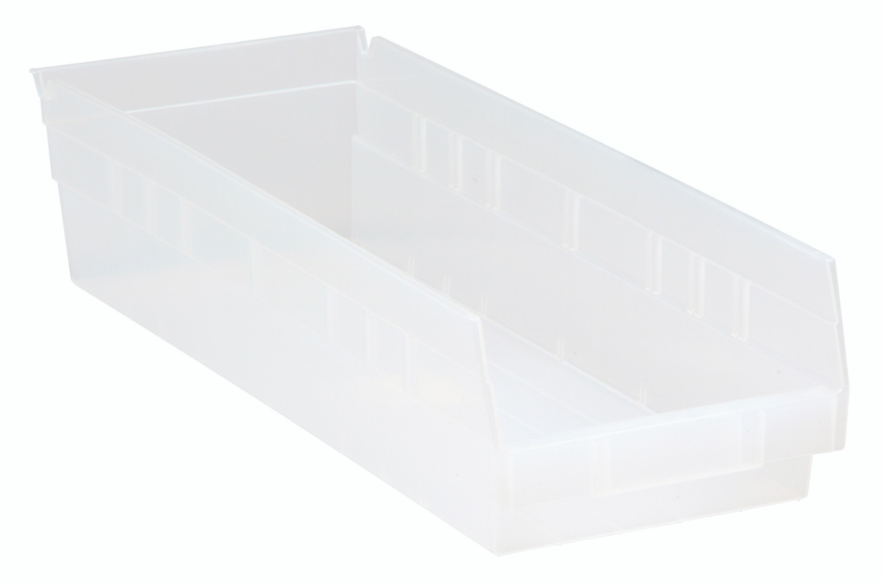 Economy Shelf Bin, nesting, 17-7/8"D x 6-5/8"W x 4"H, Clear, Clear, Polypropylene, QSB104CL
