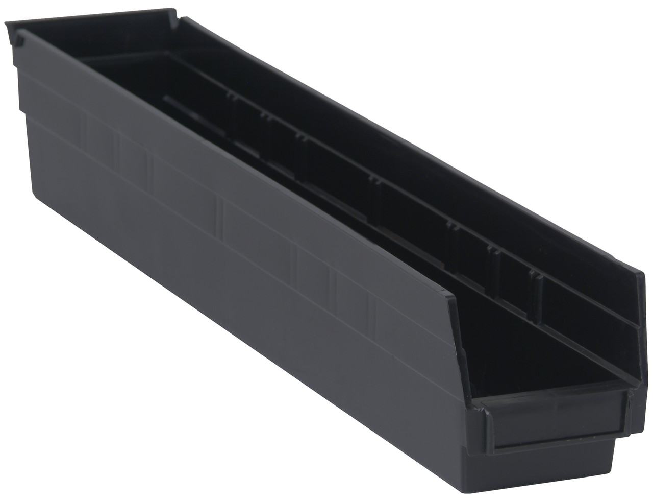 Economy shelf bin, nesting, 23-5/8"D x 4-1/8"W x 4"H, Black, Black, Polypropylene, QSB105BK