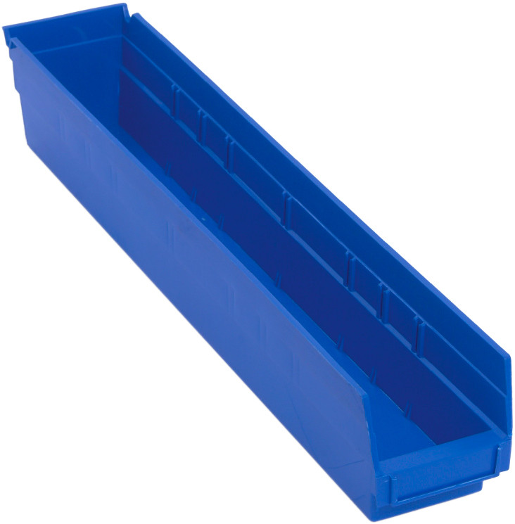 Economy shelf bin, nesting, 23-5/8"D x 4-1/8"W x 4"H, Blue, Blue, Polypropylene, QSB105BL