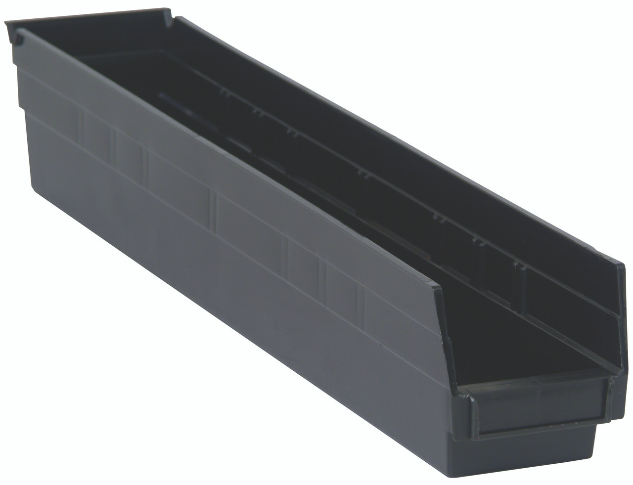 Economy Shelf Bin, nesting, 23-5/8"D x 4-1/8"W x 4"H, Black, Black, Polypropylene, QSB105BRCS