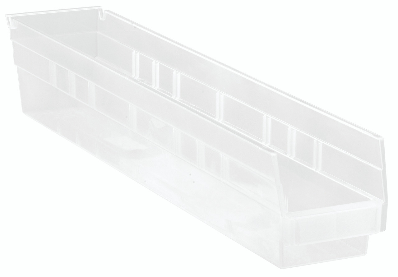 Economy Shelf Bin, nesting, 23-5/8"D x 4-1/8"W x 4"H, Clear, Clear, Polypropylene, QSB105CL