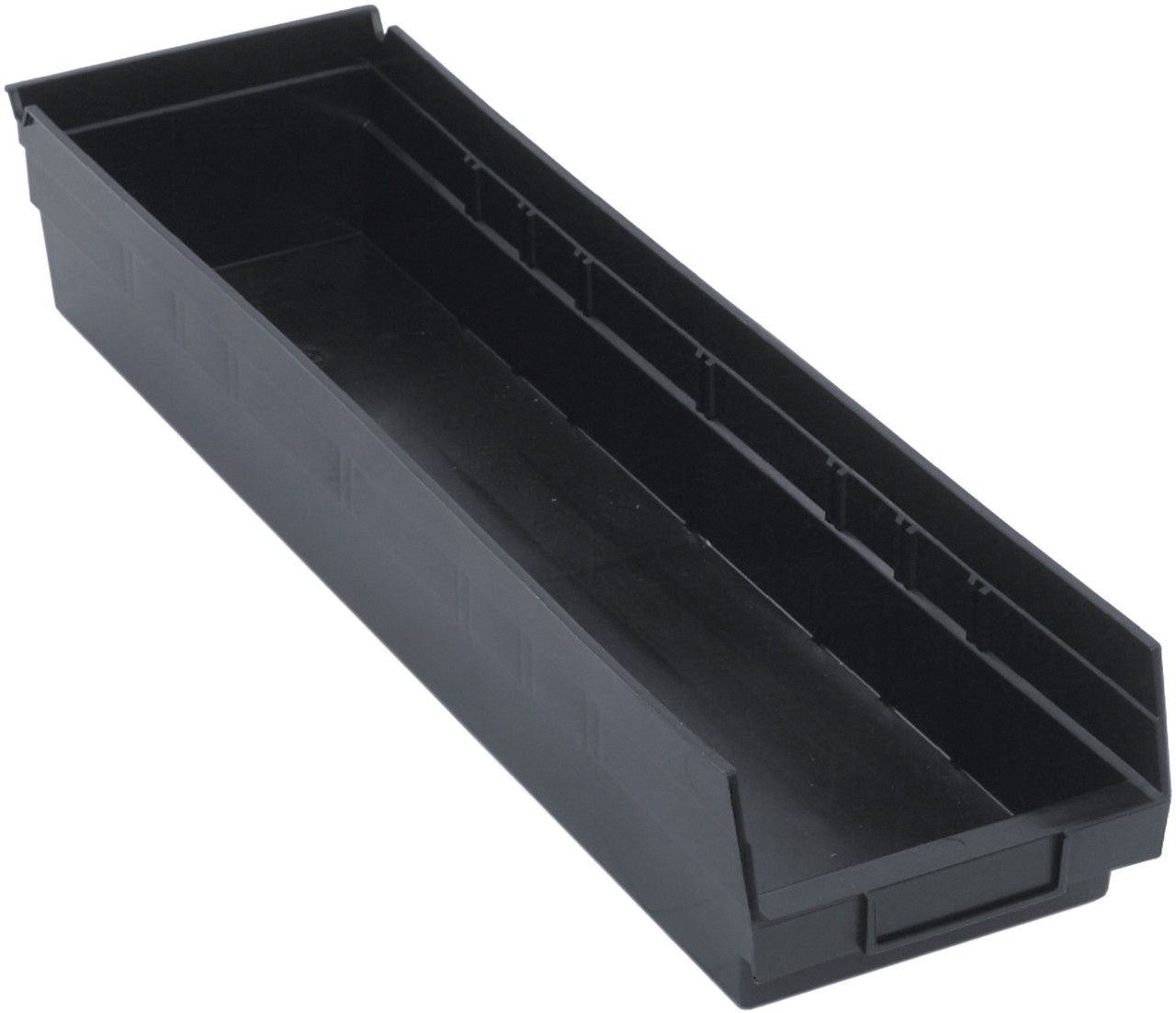 Economy shelf bin, nesting, 23-5/8"D x 6-5/8"W x 4"H, Black, Black, Polypropylene, QSB106BKCS