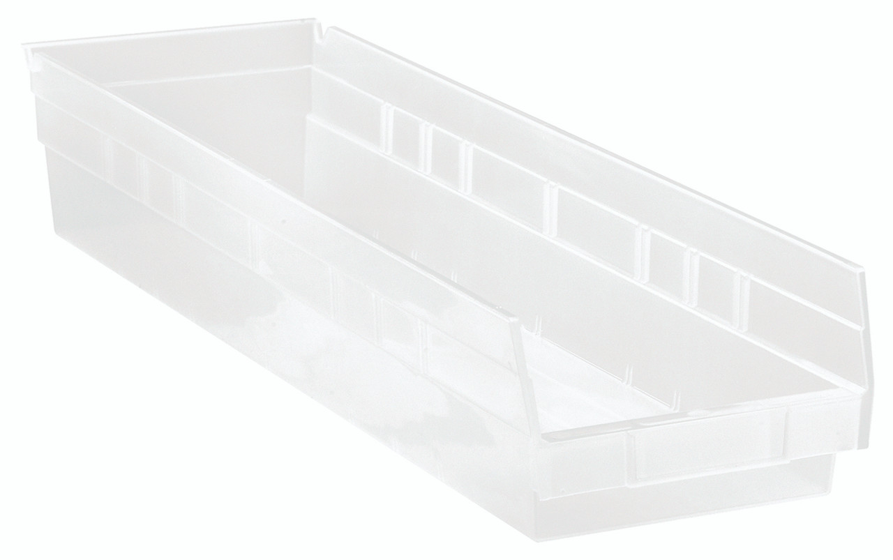 Economy Shelf Bin, nesting, 23-5/8"D x 6-5/8"W x 4"H, Clear, Clear, Polypropylene, QSB106CLCS