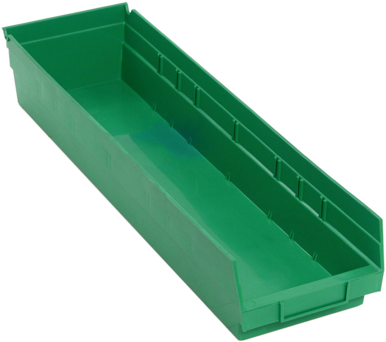 Economy shelf bin, nesting, 23-5/8"D x 6-5/8"W x 4"H, Green, Green, Polypropylene, QSB106GNCS