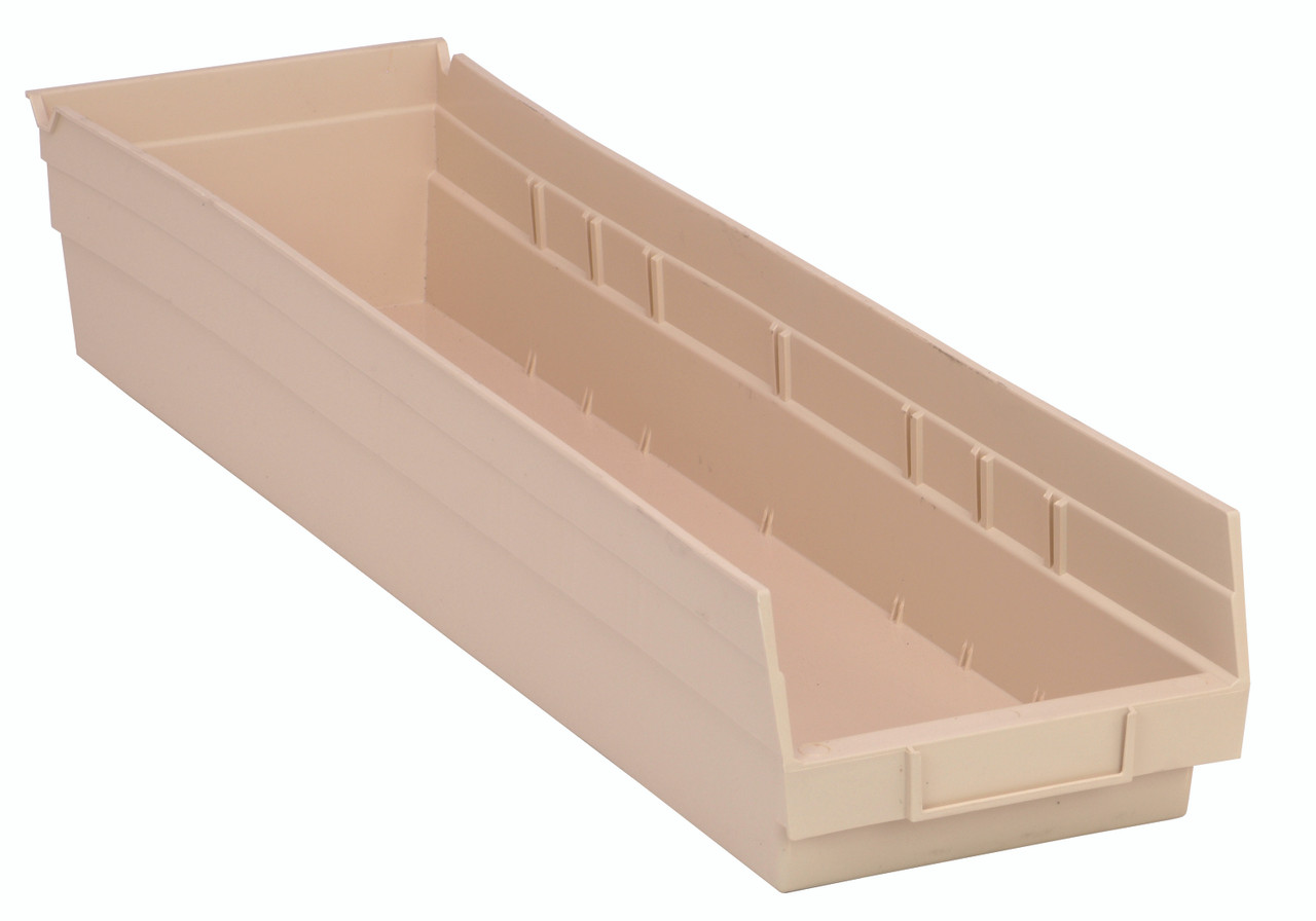 Economy shelf bin, nesting, 23-5/8"D x 6-5/8"W x 4"H, Ivory, Ivory, Polypropylene, QSB106IVCS