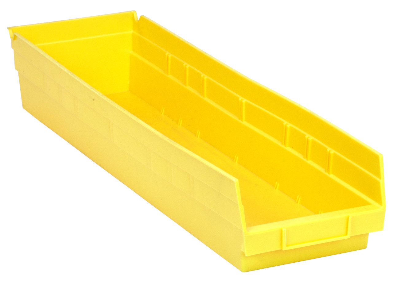 Economy shelf bin, nesting, 23-5/8"D x 6-5/8"W x 4"H, Yellow, Yellow, Polypropylene, QSB106YLCS