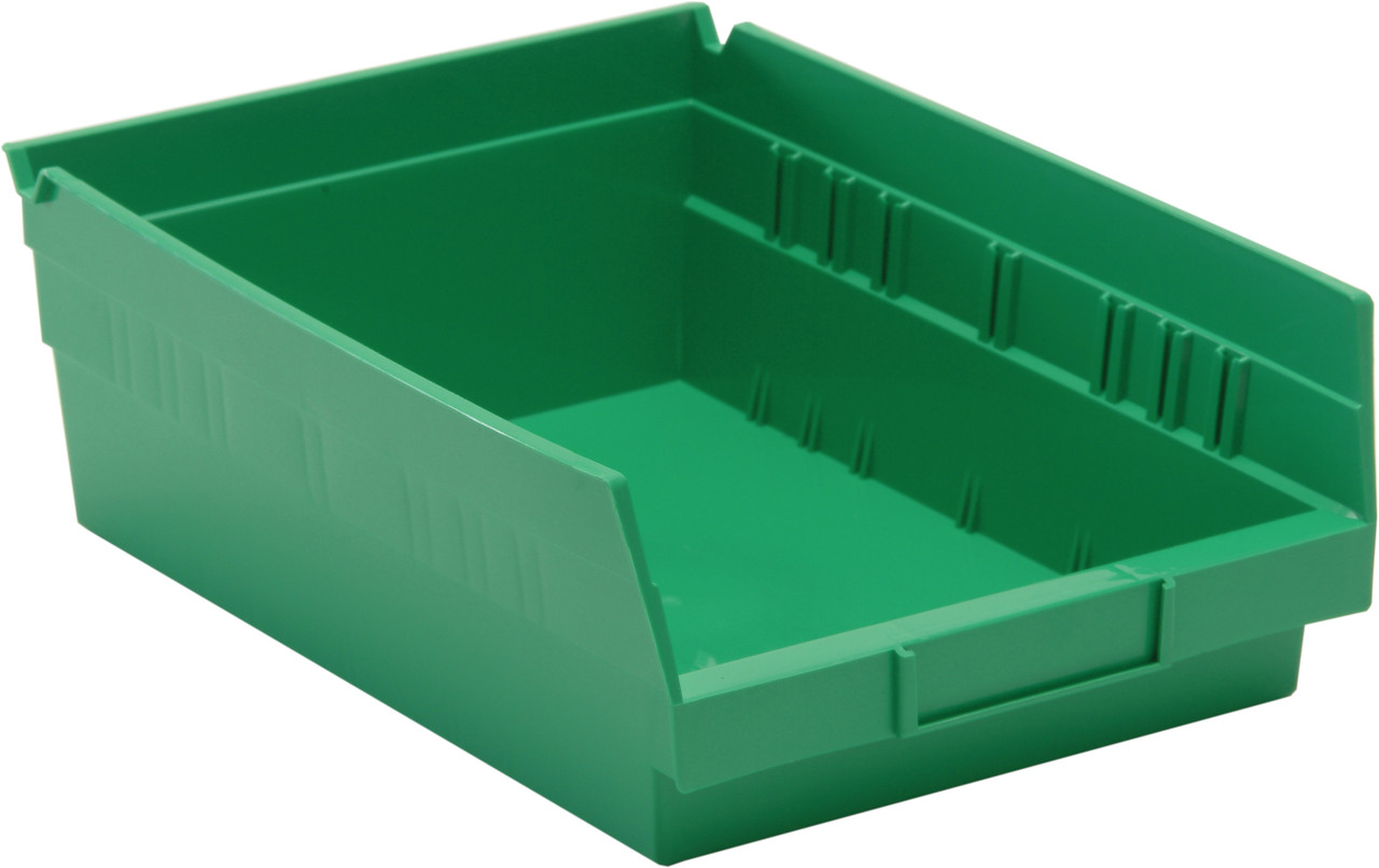 Economy shelf bin, nesting, 11-5/8"D x 8-3/8"W x 4"H, Green, Green, Polypropylene, QSB107GN