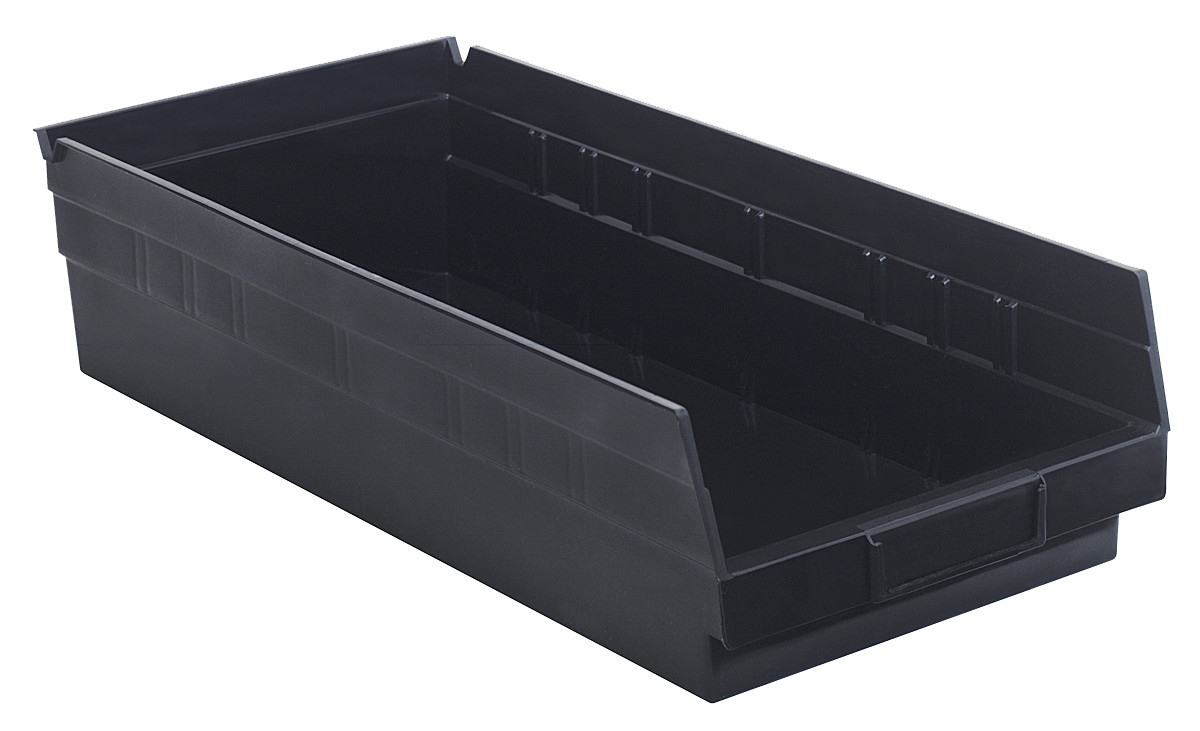 Economy shelf bin, nesting, 17-7/8"D x 8-3/8"W x 4"H, Black, Black, Polypropylene, QSB108BKCS