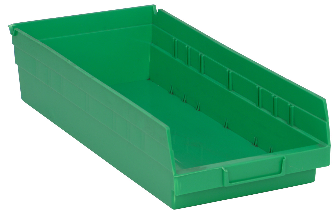 Economy shelf bin, nesting, 17-7/8"D x 8-3/8"W x 4"H, Green, Green, Polypropylene, QSB108GNCS