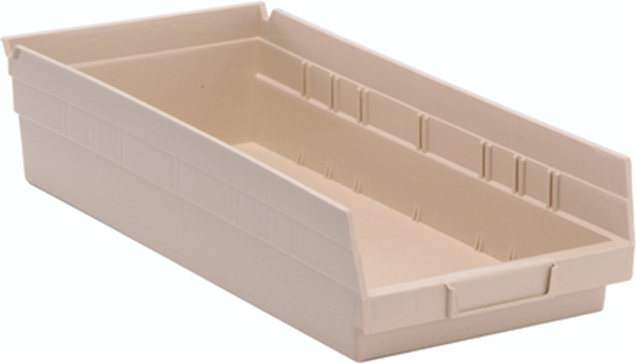Economy shelf bin, nesting, 17-7/8"D x 8-3/8"W x 4"H, Ivory, Ivory, Polypropylene, QSB108IVCS