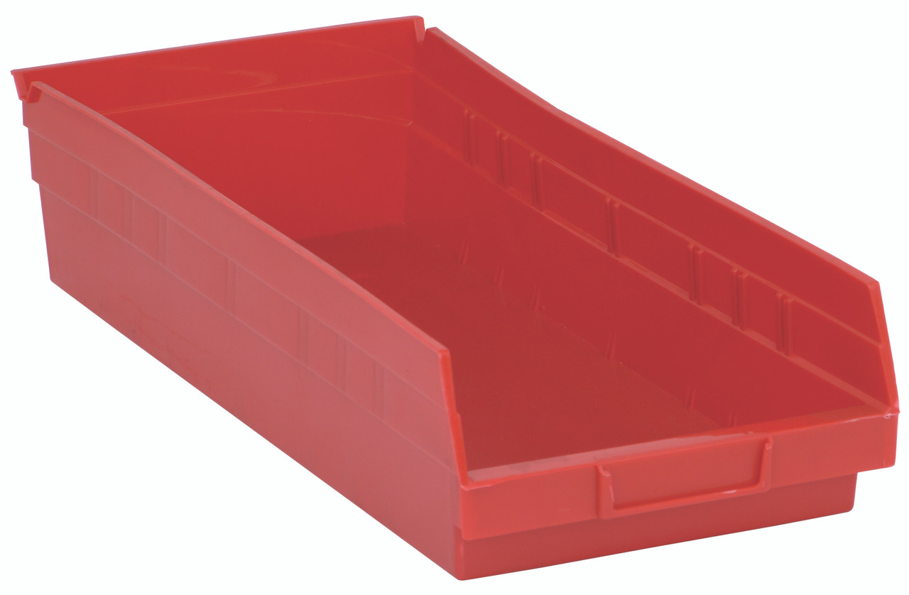 Economy shelf bin, nesting, 17-7/8"D x 8-3/8"W x 4"H, Red, Red, Polypropylene, QSB108RDCS