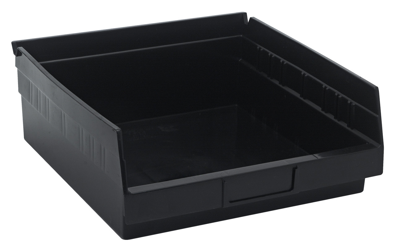 Economy shelf bin, nesting, 11-5/8"D x 11-1/8"W x 4"H, Black, Black, Polypropylene, QSB109BK