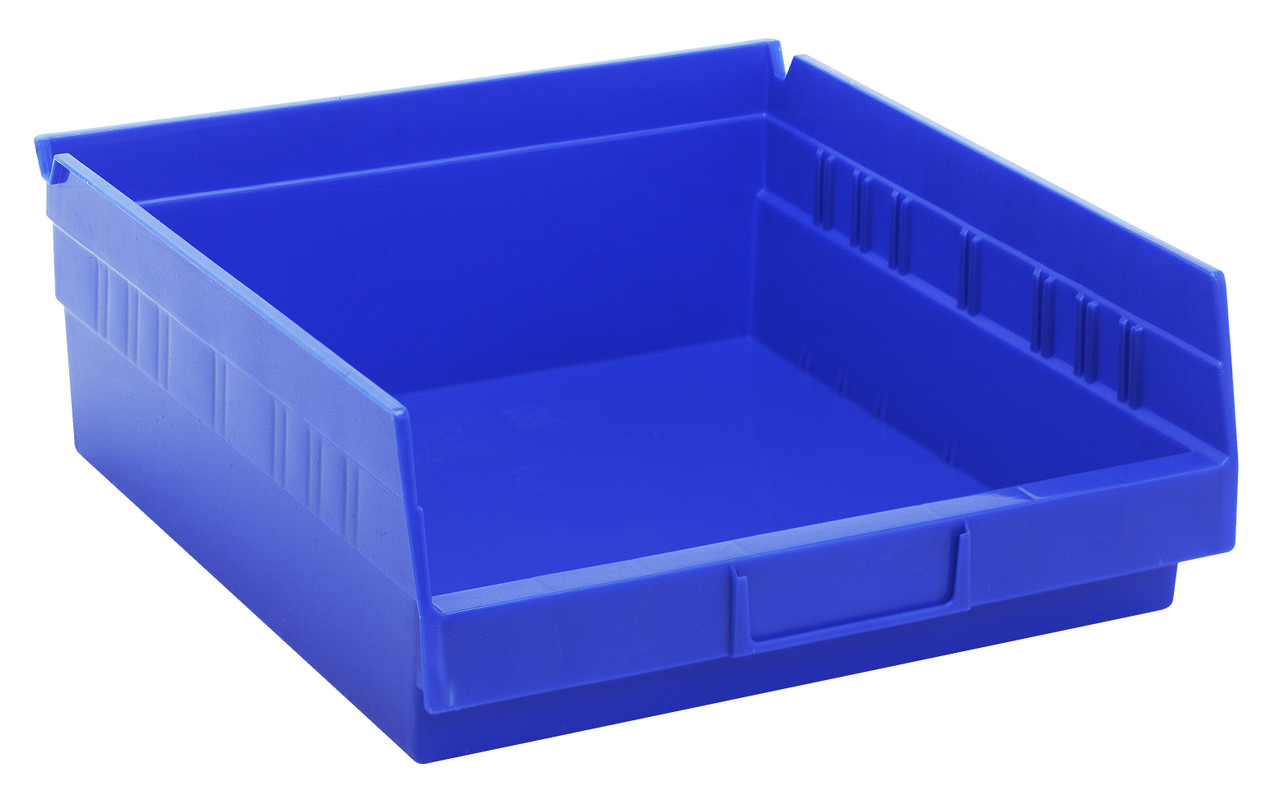 Economy shelf bin, nesting, 11-5/8"D x 11-1/8"W x 4"H, Blue, Blue, Polypropylene, QSB109BL