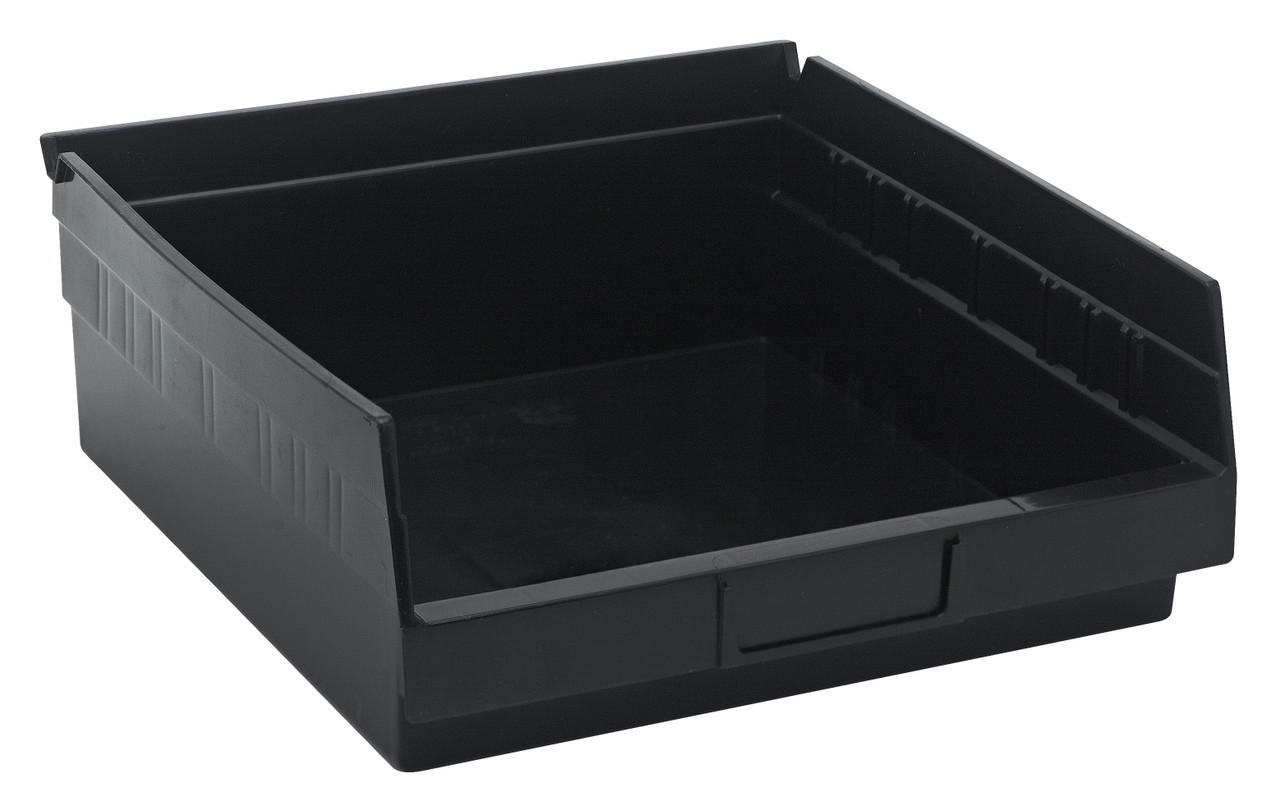 Economy Shelf Bin, nesting, 11-5/8"D x 11-1/8"W x 4"H, Black, Black, Polypropylene, QSB109BRCS