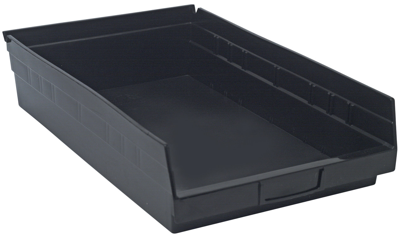 Economy shelf bin, nesting, 17-7/8"D x 11-1/8"W x 4"H, Black, Black, Polypropylene, QSB110BK
