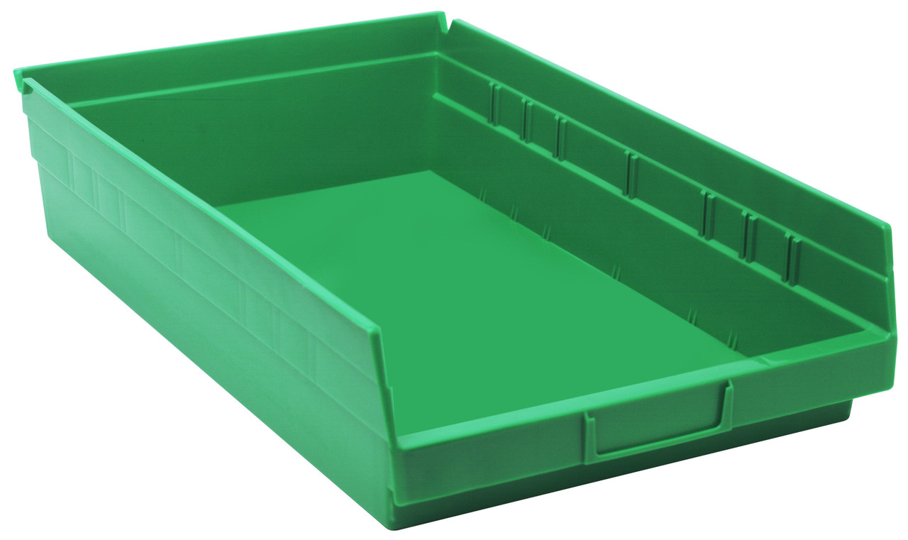 Economy shelf bin, nesting, 17-7/8"D x 11-1/8"W x 4"H, Green, Green, Polypropylene, QSB110GN