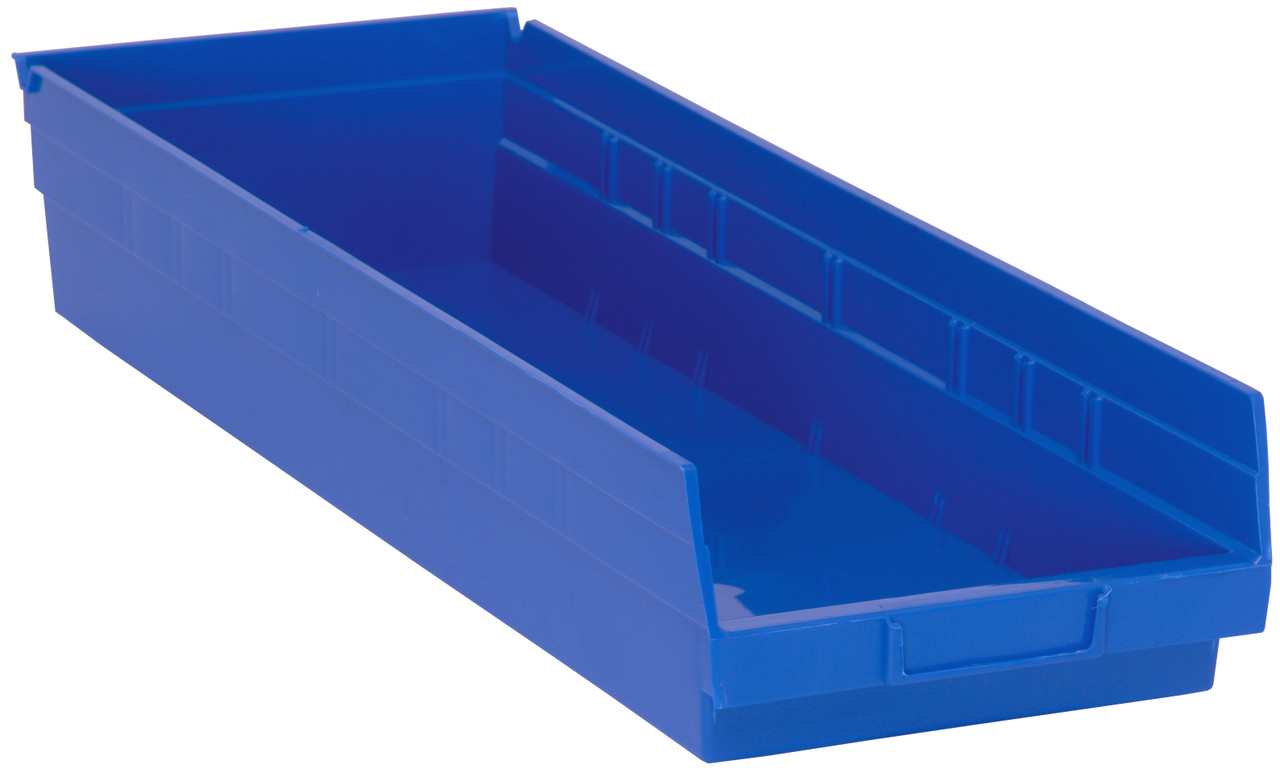 Economy shelf bin, nesting, 23-5/8"D x 8-3/8"W x 4"H, Blue, Blue, Polypropylene, QSB114BLCS
