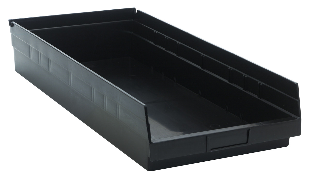 Economy shelf bin, nesting, 23-5/8"D x 11-1/8"W x 4"H, Black, Black, Polypropylene, QSB116BK