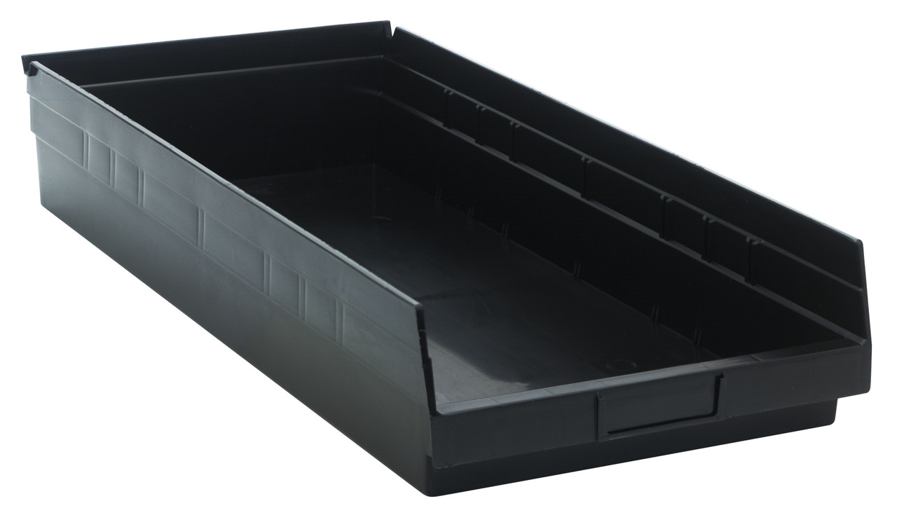 Economy Shelf Bin, nesting, 23-5/8"D x 11-1/8"W x 4"H, Black, Black, Polypropylene, QSB116BR