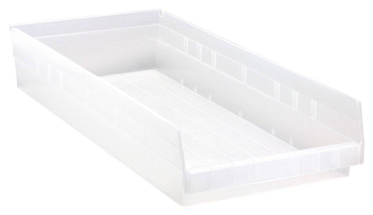 Economy Shelf Bin, nesting, 23-5/8"D x 11-1/8"W x 4"H, Clear, Clear, Polypropylene, QSB116CL