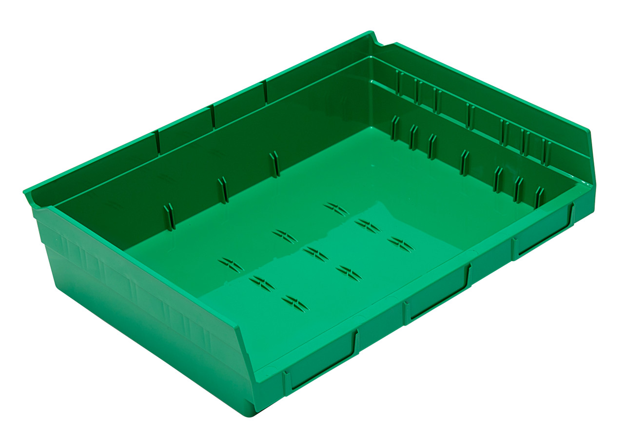 Economy Shelf Bin, nesting, 16-1/2"W x 11-5/8"L x 4"H, Green, Green, Polypropylene, QSB118GNCS