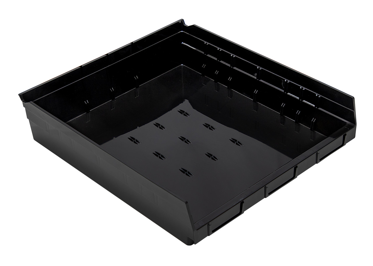 Economy Shelf Bin, nesting, 16-1/2"W x 17-7/8"L x 4"H, Black, Black, Polypropylene, QSB122BRCS