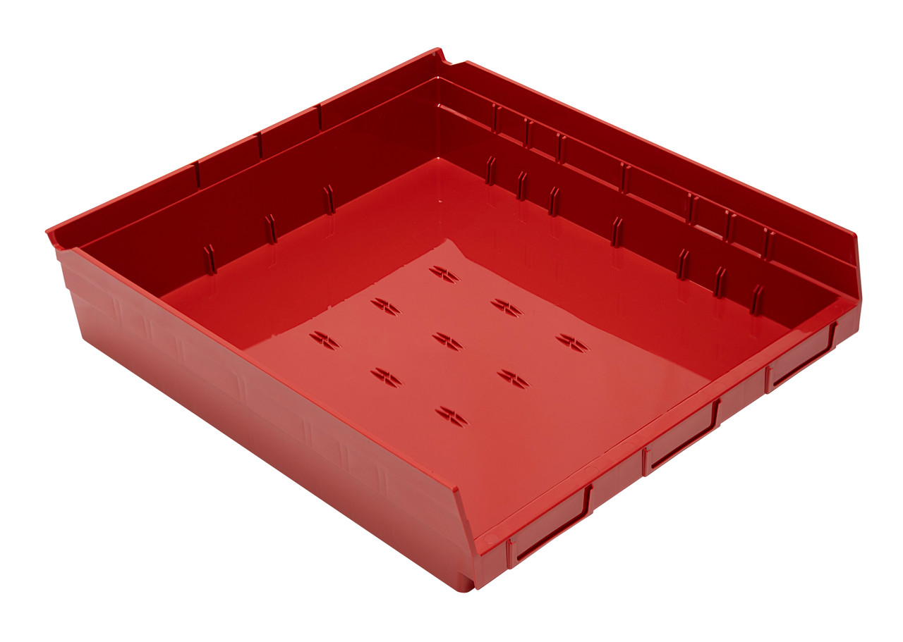 Economy Shelf Bin, nesting, 16-1/2"W x 17-7/8"L x 4"H, Red, Red, Polypropylene, QSB122RD