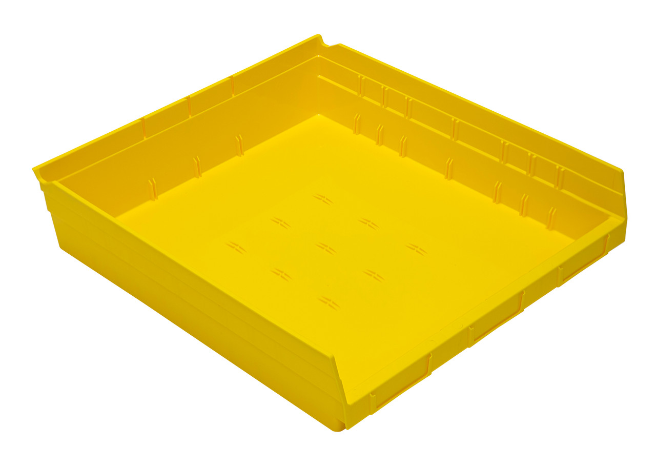 Economy Shelf Bin, nesting, 16-1/2"W x 17-7/8"L x 4"H, Yellow, Yellow, Polypropylene, QSB122YL