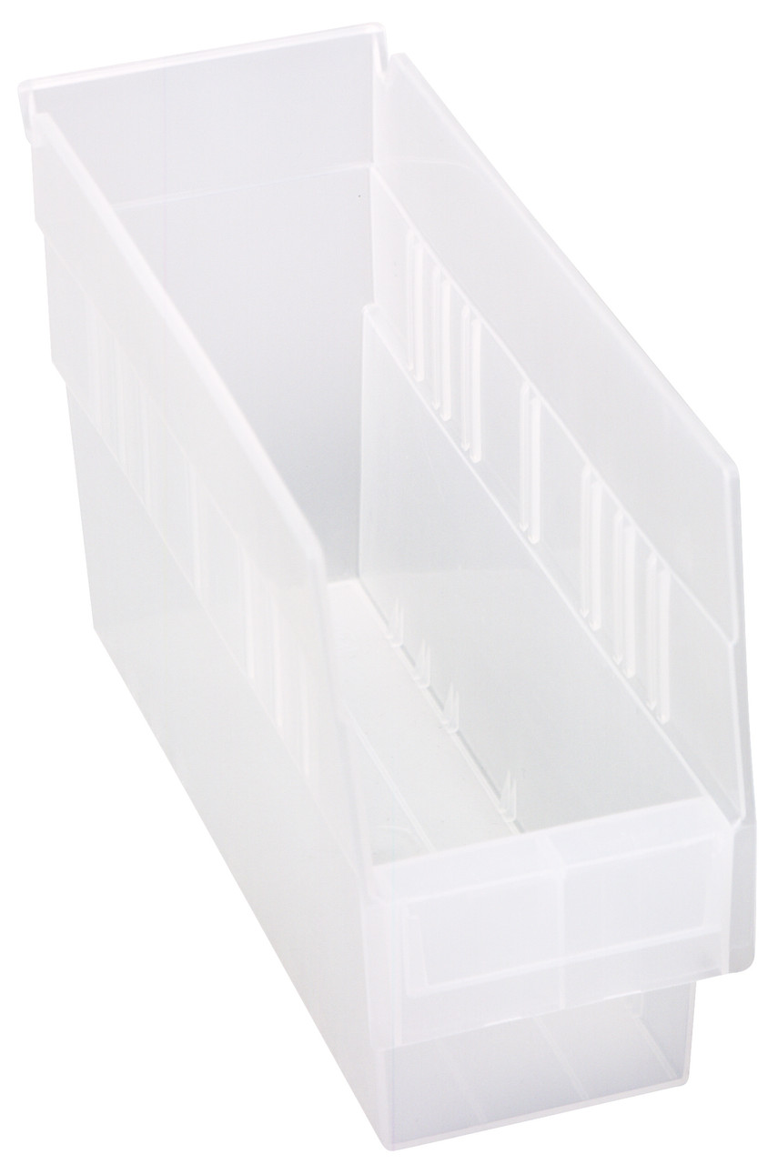 Economy Shelf Bin, nesting, 4-1/8"W x 11-5/8"L x 6"H, Clear, Clear, Polypropylene, QSB201CL