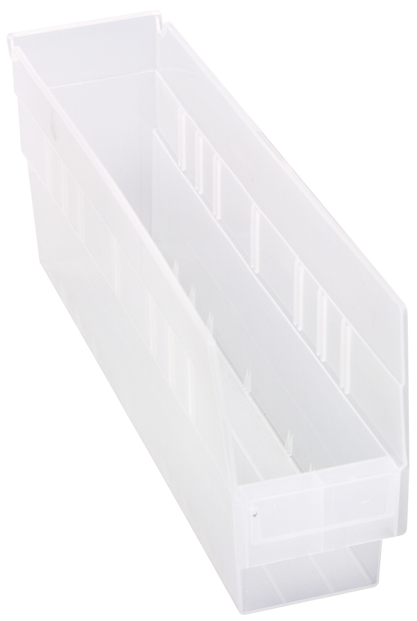 Economy Shelf Bin, nesting, 4-1/8"W x 17-7/8"L x 6"H, Clear, Clear, Polypropylene, QSB203CL