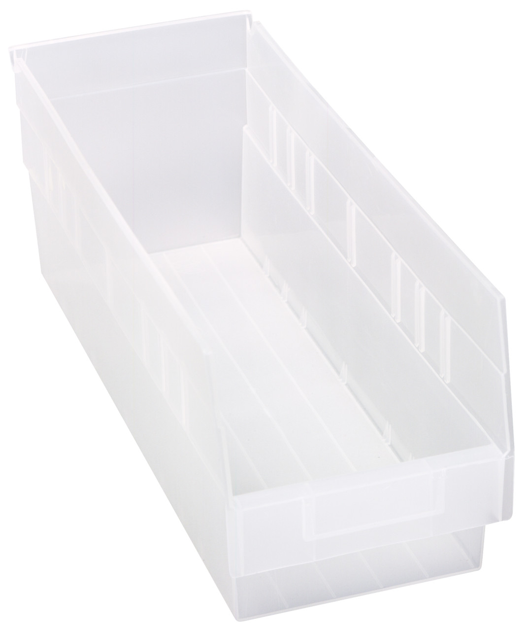 Economy Shelf Bin, nesting, 6-5/8"W x 17-7/8"L x 6"H, Clear, Clear, Polypropylene, QSB204CL