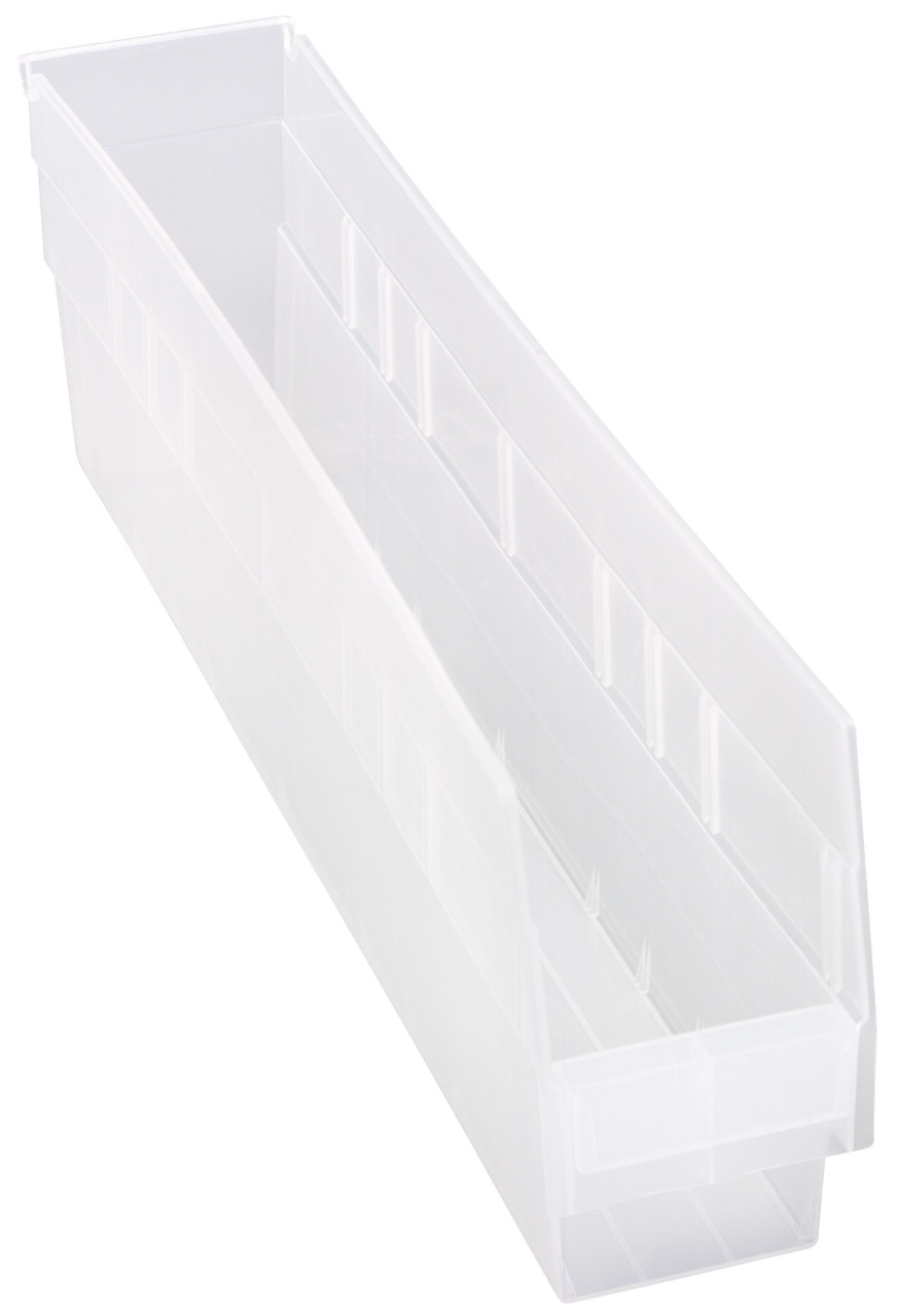 Economy Shelf Bin, nesting, 4-1/8"W x 23-5/8"L x 6"H, Clear, Clear, Polypropylene, QSB205CL