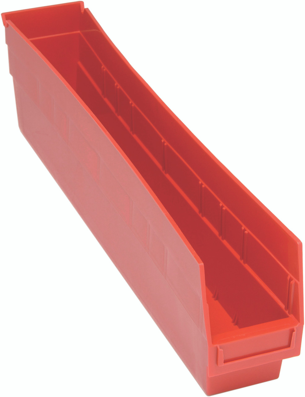 Economy Shelf Bin, nesting, 4-1/8"W x 23-5/8"L x 6"H, Red, Red, Polypropylene, QSB205RDCS