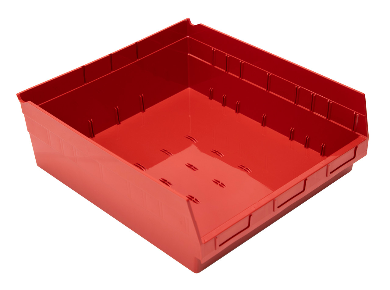 Economy Shelf Bin, nesting, 16-1/2"W x 17-7/8"L x 6"H, Red, Red, Polypropylene, QSB222RD