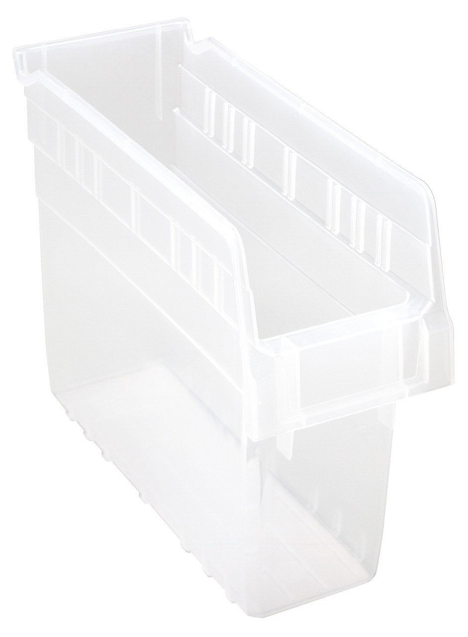 Economy Shelf Bin, nesting, 4-1/8"W x 11-5/8"L x 4"H, Clear, Clear, Polypropylene, QSB801CLCS