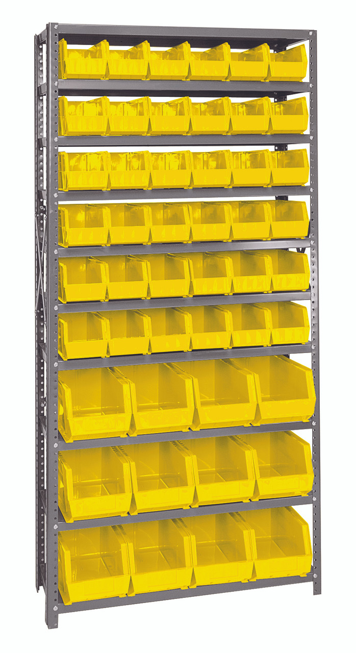 Shelving Unit, 12"D x 36"L x 75"H, heavy duty, Gray, Yellow, Carbon Steel, QSBU-230240YL