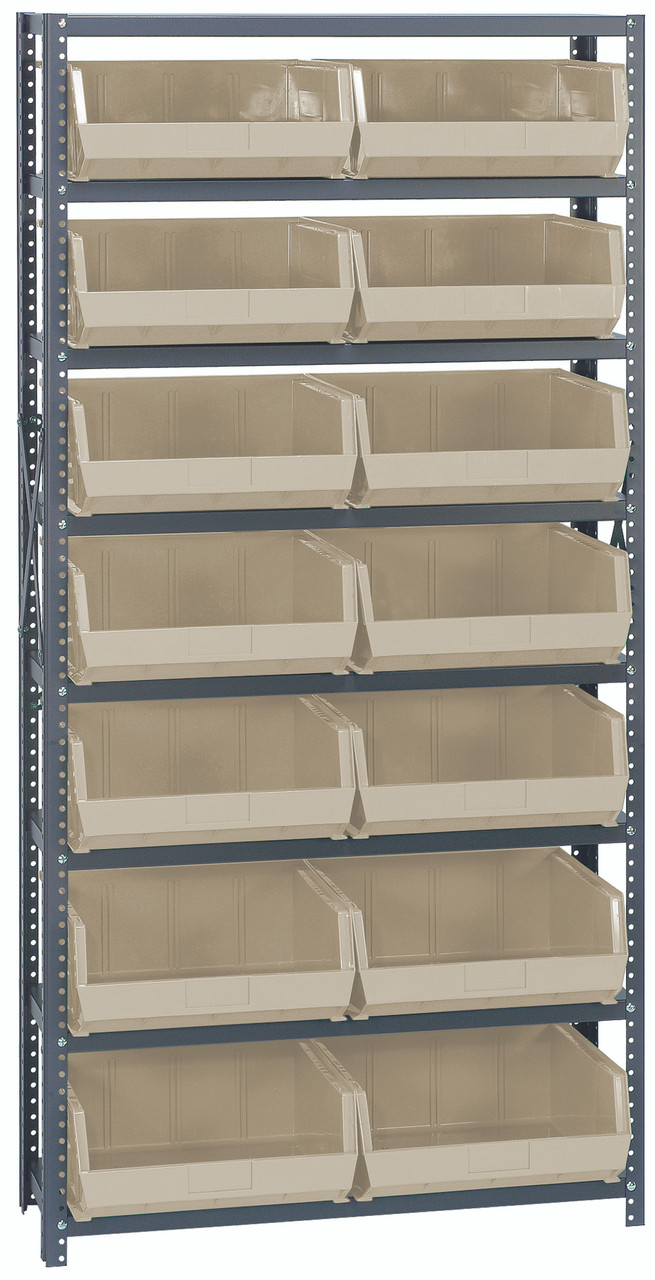 Shelving Unit, 12"D x 36"L x 75"H, heavy duty, Gray, Ivory, Carbon Steel, QSBU-250IV