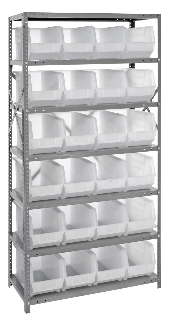 Shelving Unit, 18"D x 36"L x 75"H, heavy duty, Gray, Clear, Carbon Steel, QSBU-265CL